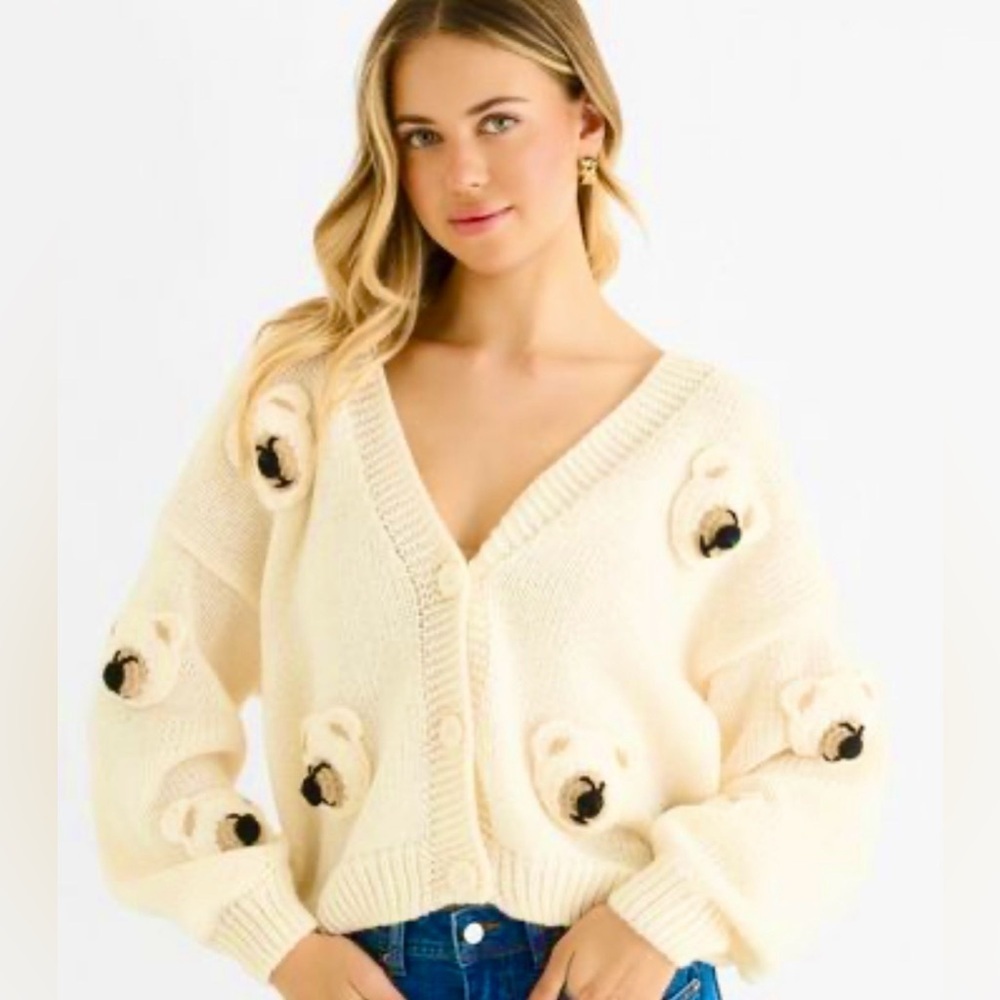 Dreamers By Debut 3D Bear Cardigan Sweater - Size M